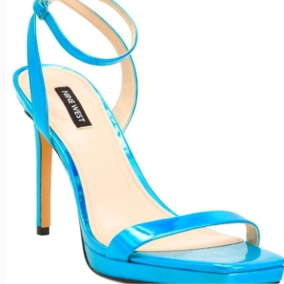 Nine West Zadie 3 blue Metallic Ankle Strap Heels. NWB. Size 7.5 - Picture 2 of 6